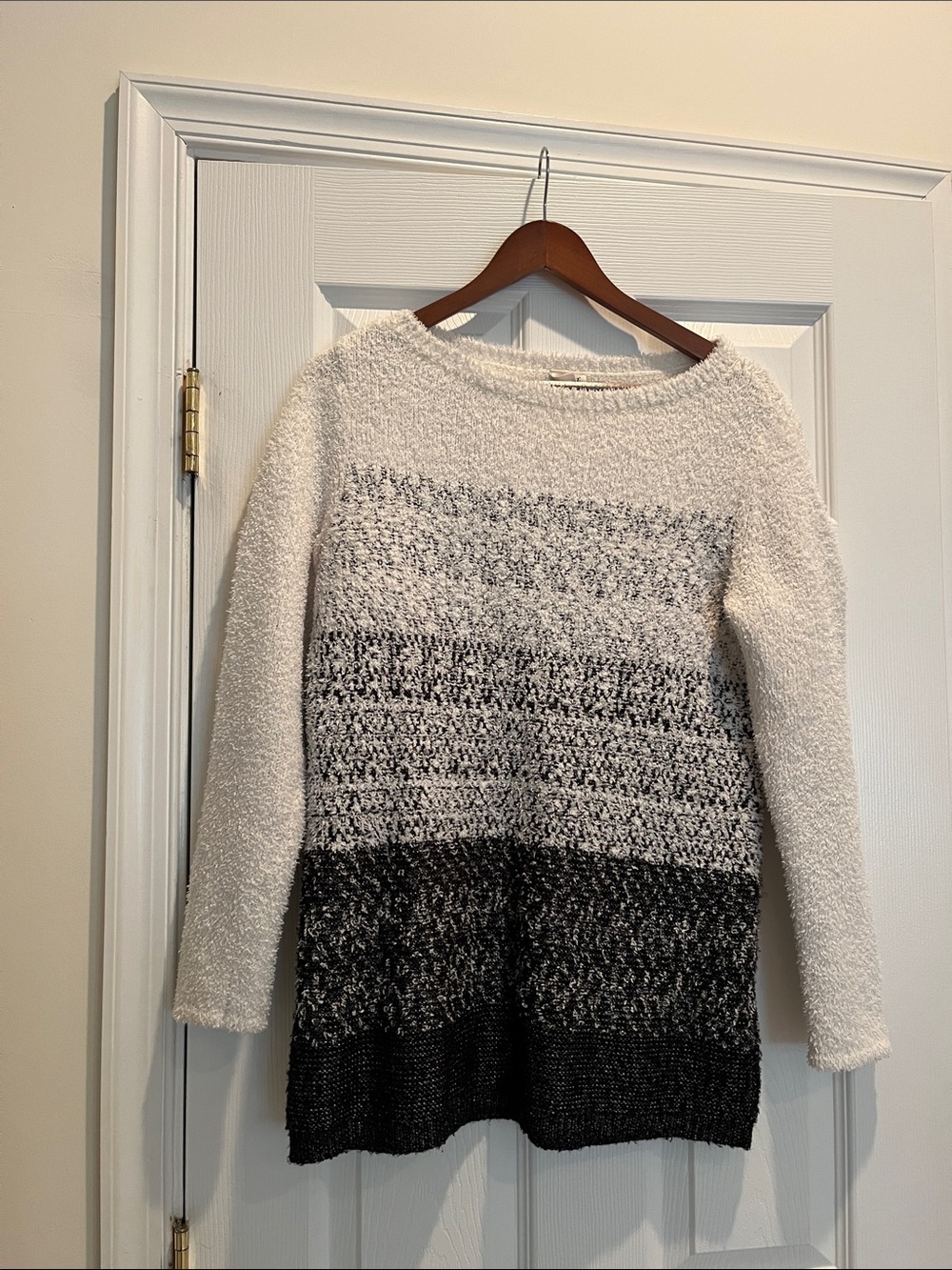 Soma Women’s Cozy Ombre Bouclé Sweater - Cream to Black — US Size Small